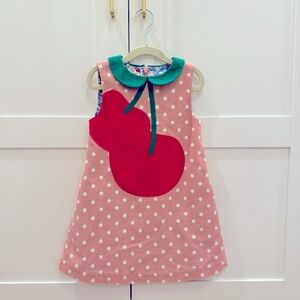 Mini Boden 3-4T Cherry Appliqué Cord Dress